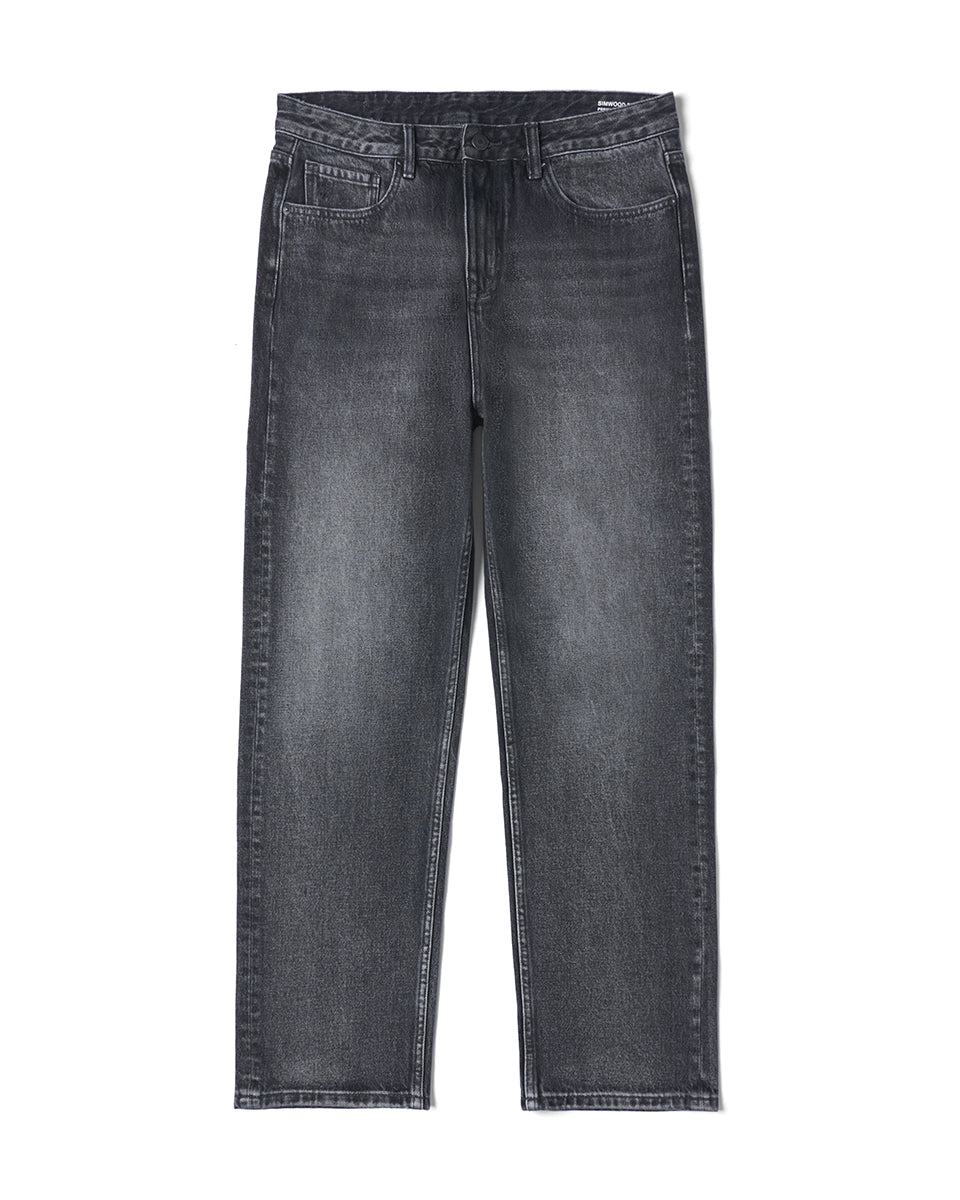 [LS07] Loose Straight Wash Vintage Jeans Men 13 Oz Denim Trousers – SIMWOOD